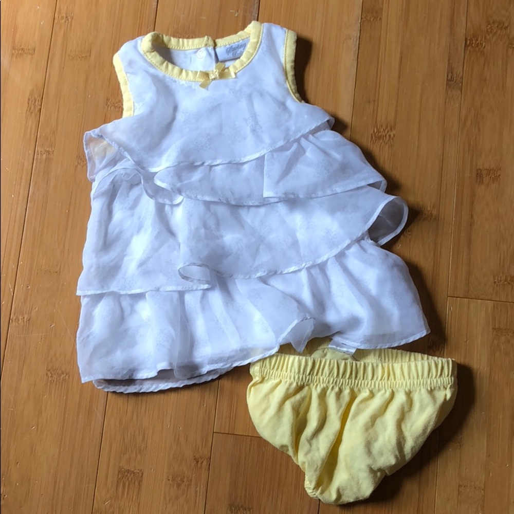 Sterling Baby ruffle tunic set white yellow 6M